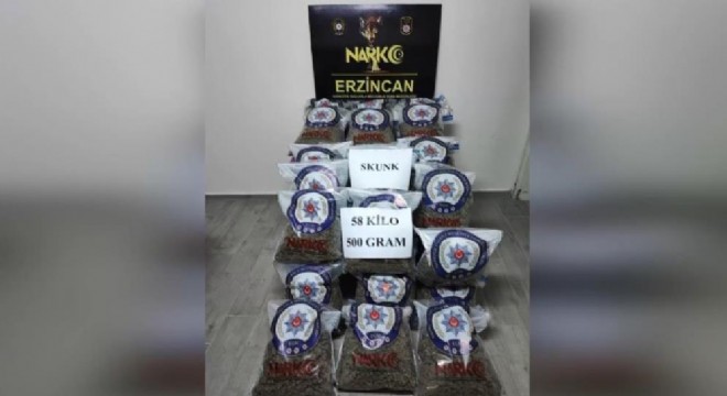 58 kilo 500 gram skunk ele geçirildi