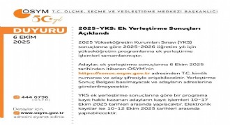2025 YKS ek yerleştirme sonuçları açıklandı