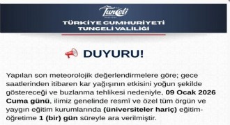 Tunceli’de eğitime 1 gün ara